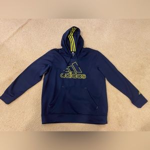 ADIDAS NAVY AND YELLOW MENS HOODIE